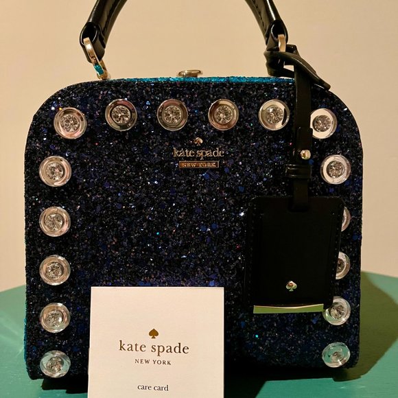 New Kate Spade satchel handbag blue color glitter(leather) - Picture 11 of 12